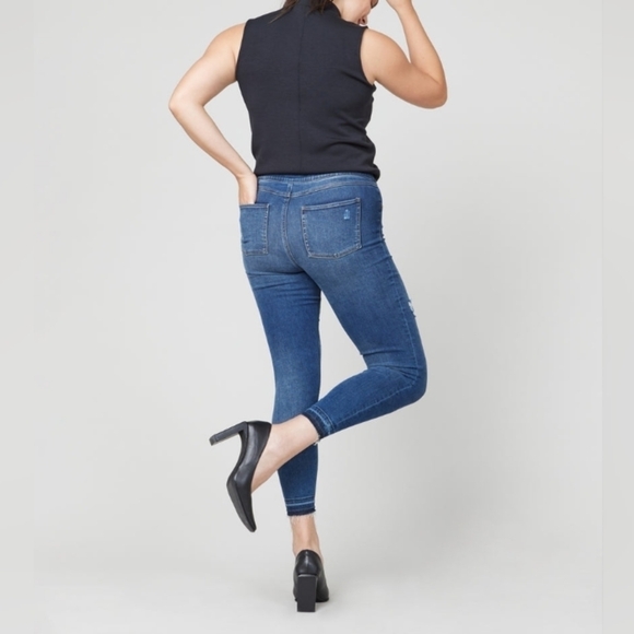 Distressed Ankle Skinny Jeans, Medium Wash $128 - Picture 4 of 15